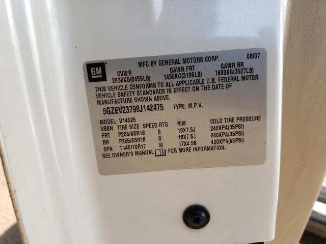 5GZEV23798J142475 - 2008 SATURN OUTLOOK XR WHITE photo 13