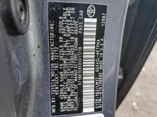 4T1BK1EB5DU011718 - 2013 TOYOTA AVALON BASE 石墨色 照片 12