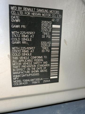 KNMAT2MT9JP535915 - 2018 NISSAN ROGUE S 银色 照片 13