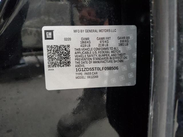 1G1ZD5ST0LF098506 - 2020 CHEVROLET MALIBU LT 黑色 照片 12