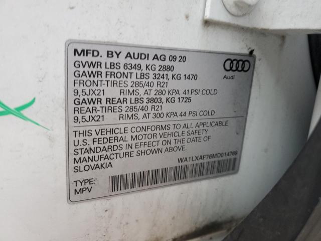 WA1LXAF76MD014769 - 2021 AUDI Q7 PREMIUM PLUS Սպիտակ լուսանկար 12