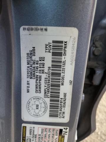 2T1KR32E94C833736 - 2004 TOYOTA COROLLA MA XR BLUE photo 12