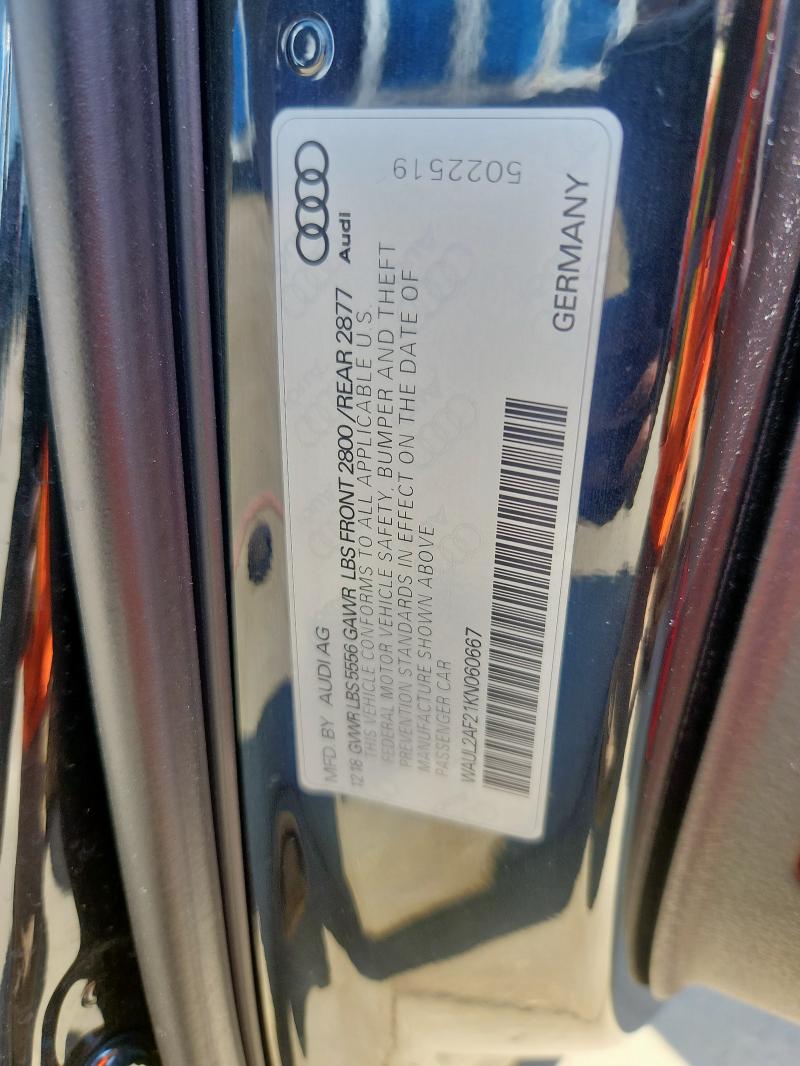 WAUL2AF21KN060667 - 2019 AUDI A6 PREMIUM PLUS Qara foto 12