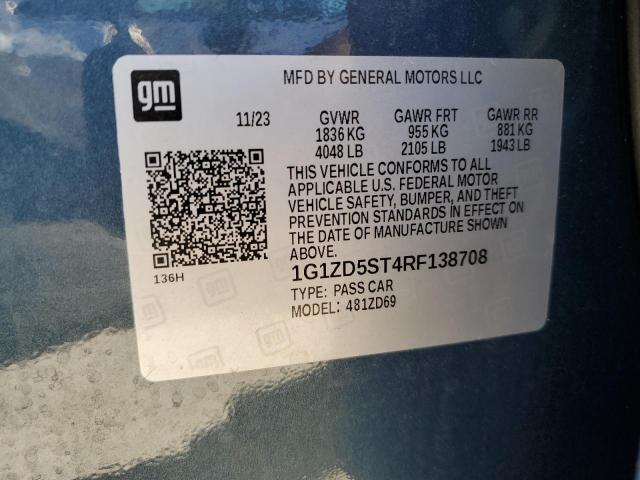 1G1ZD5ST4RF138708 - 2024 CHEVROLET MALIBU LT 蓝色 照片 13