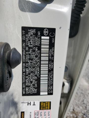 JTDKARFU0K3076078 - 2019 TOYOTA PRIUS 白色 照片 12