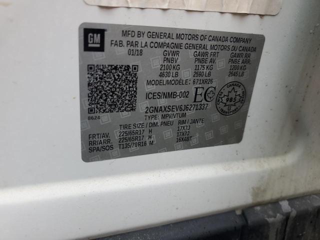 2GNAXSEV6J6271337 - 2018 CHEVROLET EQUINOX LT 白色 照片 13