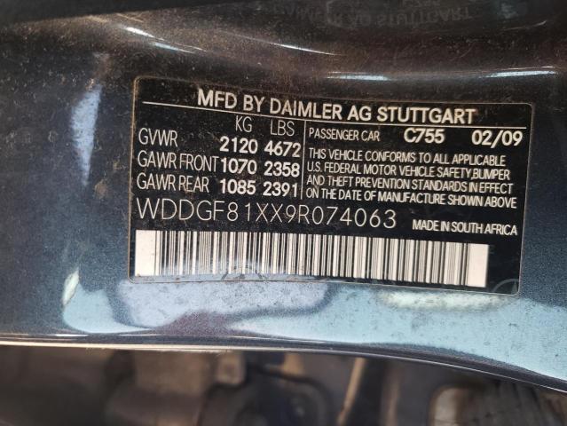 WDDGF81XX9R074063 - 2009 MERCEDES-BENZ C 300 4MATIC GRAY photo 12