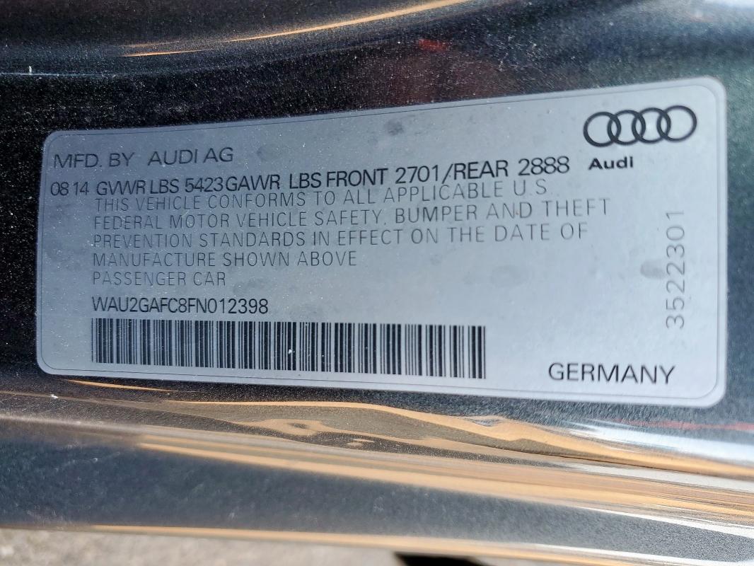 WAU2GAFC8FN012398 - 2015 AUDI A7 PRESTIGE GRAY photo 13