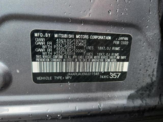 JA4ARUAU6NU011548 - 2022 MITSUBISHI OUTLANDER ES 银色 照片 12