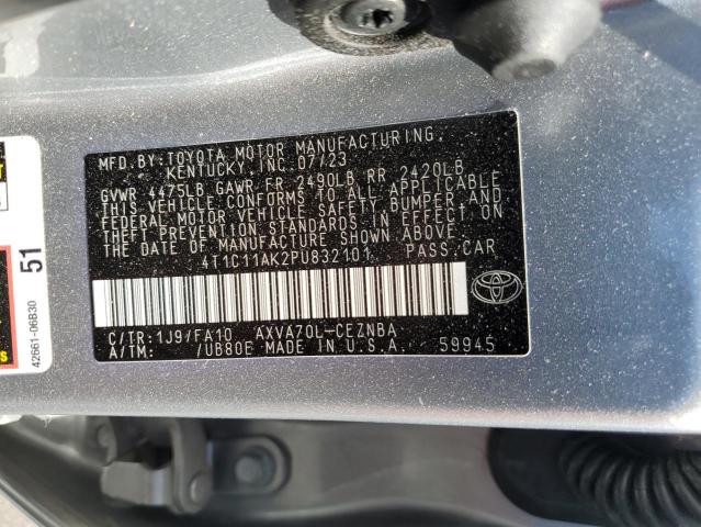 4T1C11AK2PU832101 - 2023 TOYOTA CAMRY LE SILVER photo 13