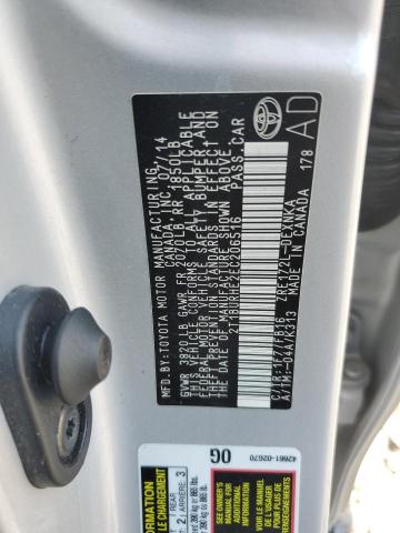 2T1BURHE2EC206516 - 2014 TOYOTA COROLLA L 银色 照片 12