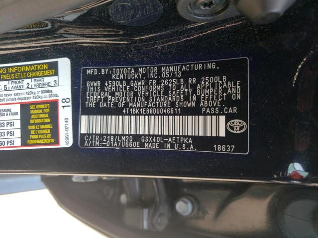 4T1BK1EB8DU046611 - 2013 TOYOTA AVALON BASE BLACK photo 12