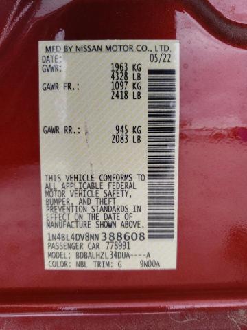 1N4BL4DV8NN388608 - 2022 NISSAN ALTIMA SV RED photo 13