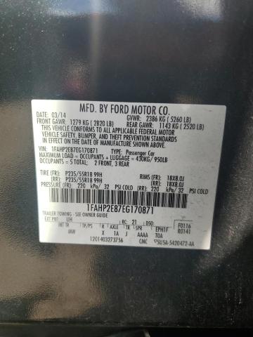 1FAHP2E87EG170871 - 2014 FORD TAURUS SEL BLACK photo 13