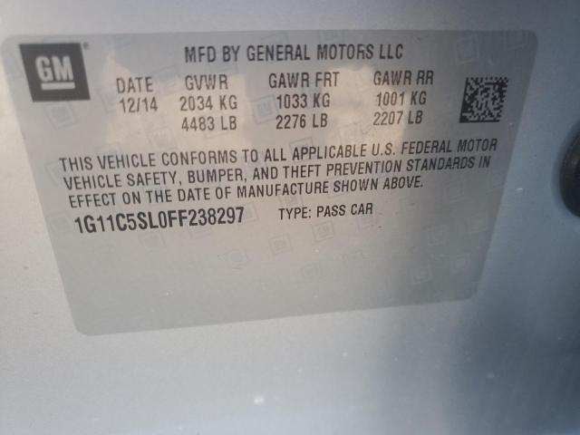 1G11C5SL0FF238297 - 2015 CHEVROLET MALIBU 1LT 银色 照片 12