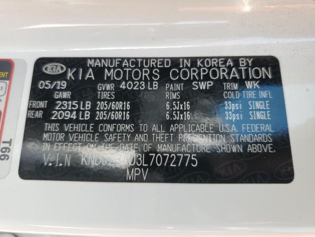 KNDJ23AU3L7072775 - 2020 KIA SOUL LX WHITE photo 12