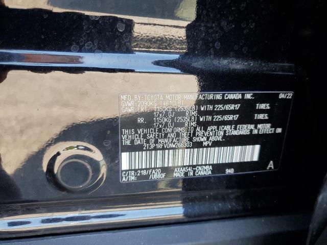 2T3P1RFV0NW266303 - 2022 TOYOTA RAV4 XLE BLACK photo 12