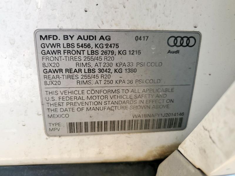 WA1BNAFY1J2014146 - 2018 AUDI Q5 PREMIUM PLUS WHITE photo 14