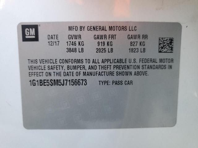 1G1BE5SM5J7156673 - 2018 CHEVROLET CRUZE LT WHITE photo 13