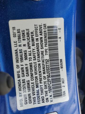 19XFC2F50JE022752 - 2018 HONDA CIVIC LX BLUE photo 13