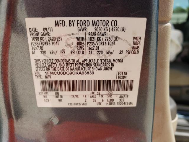 1FMCU0DG9CKA93839 - 2012 FORD ESCAPE XLT BLUE photo 13