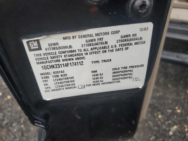 1GCHK23114F174112 - 2004 CHEVROLET SILVERADO K2500 HEAVY DUTY CHARCOAL photo 12