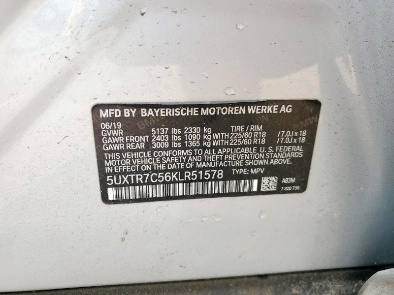 5UXTR7C56KLR51578 - 2019 BMW X3 SDRIVE30I SILVER photo 13