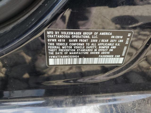 1VWAT7A39HC020624 - 2017 VOLKSWAGEN PASSAT S BLACK photo 12