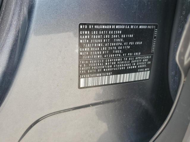 3VV2B7AX3MM157887 - 2021 VOLKSWAGEN TIGUAN SE Boz foto 12