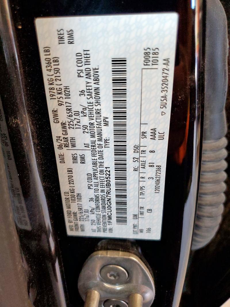 1FMCU0GN7RUB05221 - 2024 FORD ESCAPE ACTIVE BLACK photo 13