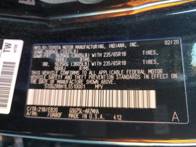 5TDGZRBH1LS510001 - 2020 TOYOTA HIGHLANDER XLE Noir photo 14