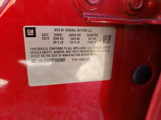 1G11H5SAXDF263981 - 2013 CHEVROLET MALIBU LTZ 红色 照片 12