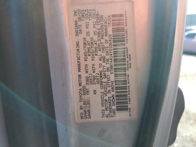5TBBT4414YS106429 - 2000 TOYOTA TUNDRA ACCESS CAB ვერცხლისფერი ფოტო 12