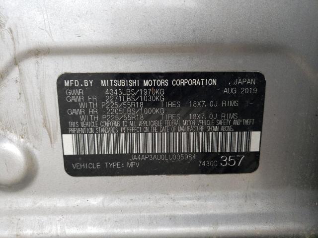 JA4AP3AU0LU005984 - 2020 MITSUBISHI OUTLANDER ES SILVER photo 13