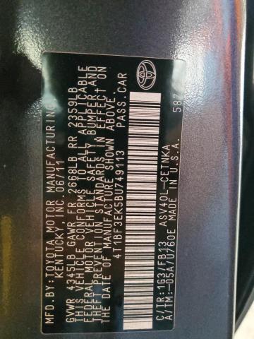4T1BF3EK5BU749113 - 2011 TOYOTA CAMRY BASE 灰色 照片 12