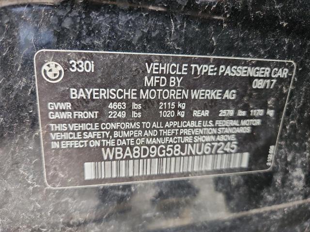 WBA8D9G58JNU67245 - 2018 BMW 330 XI BLACK photo 12
