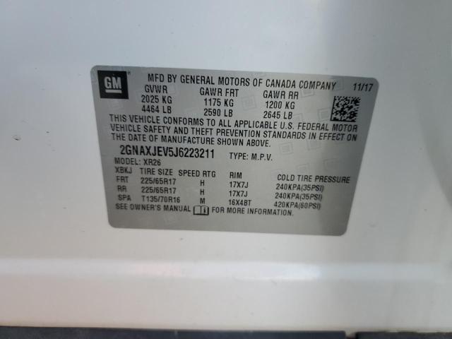 2GNAXJEV5J6223211 - 2018 CHEVROLET EQUINOX LT თეთრი ფოტო 24