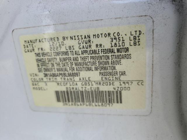 3N1AB6AP6BL668097 - 2011 NISSAN SENTRA 2.0 WHITE photo 12