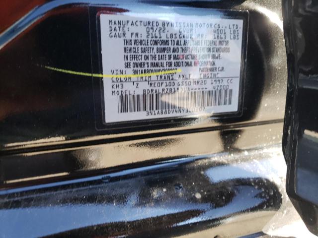 3N1AB8DV4NY300207 - 2022 NISSAN SENTRA SR BLACK photo 12