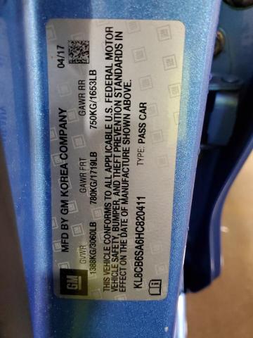 KL8CB6SA6HC820411 - 2017 CHEVROLET SPARK LS BLUE photo 12