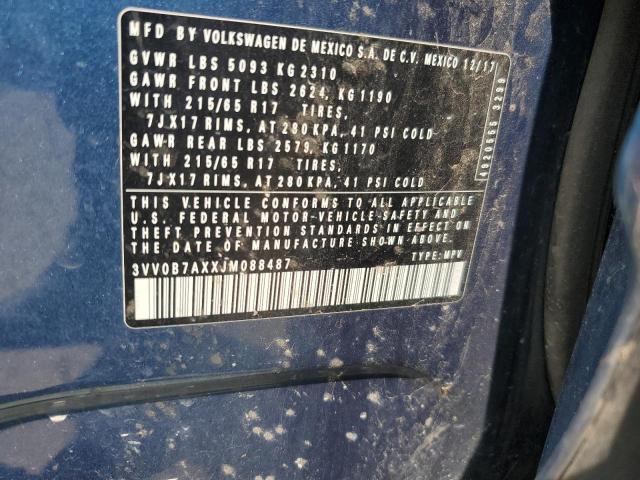 3VV0B7AXXJM088487 - 2018 VOLKSWAGEN TIGUAN S ლურჯი ფოტო 13