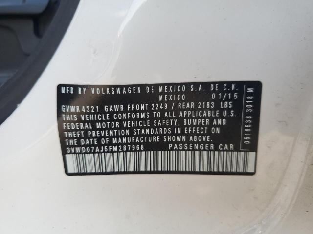 3VWD07AJ5FM287968 - 2015 VOLKSWAGEN JETTA SE WHITE photo 12