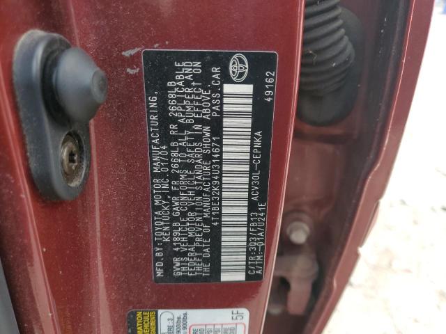 4T1BE32K94U314671 - 2004 TOYOTA CAMRY LE RED photo 23