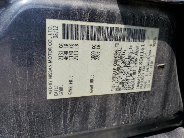 1N4AA5AP6DC800161 - 2013 NISSAN MAXIMA S ნაცრისფერი ფოტო 12