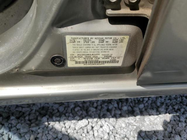 3N1CB51D83L811299 - 2003 NISSAN SENTRA XE GRAY photo 12