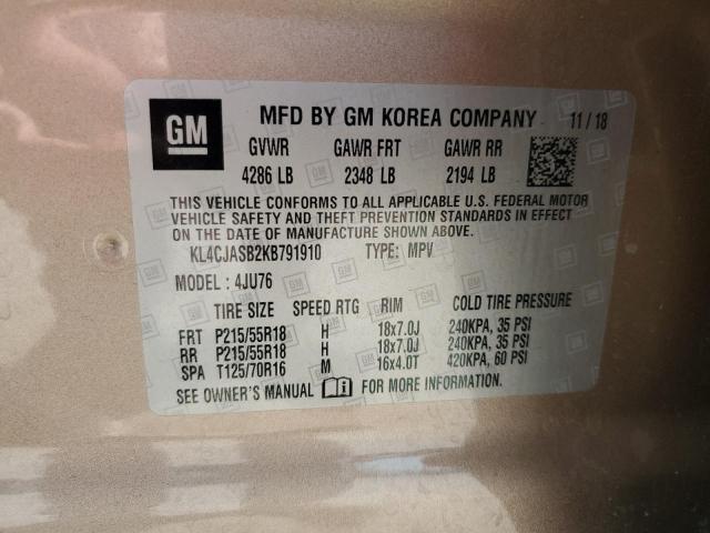 KL4CJASB2KB791910 - 2019 BUICK ENCORE PREFERRED 棕色 照片 12