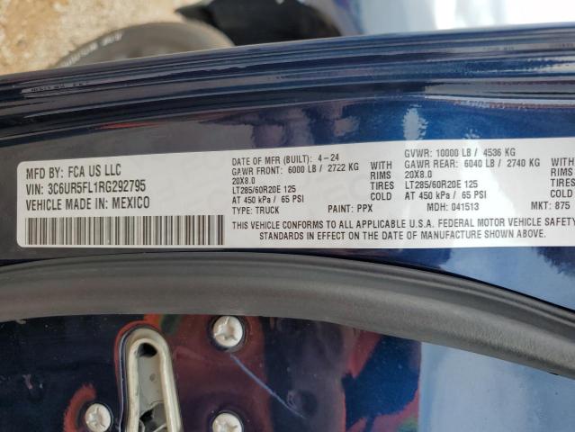 3C6UR5FL1RG292795 - 2024 RAM 2500 LARAMIE Mavi fotoğraf 13