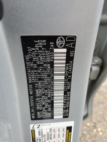 2T1KR32E58C719111 - 2008 TOYOTA COROLLA MA XR SILVER photo 12