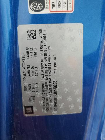 1G1FH3D73J0149203 - 2018 CHEVROLET CAMARO SS Niebieski zdjęcie 12