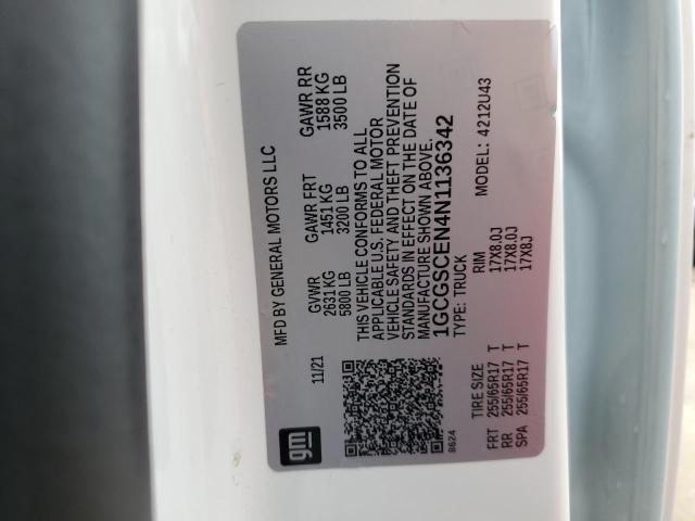 1GCGSCEN4N1136342 - 2022 CHEVROLET COLORADO LT WHITE photo 12